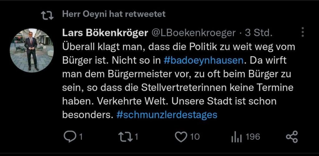 Twitter-Nachricht Lars Bökenkröger vom 11.02.2023